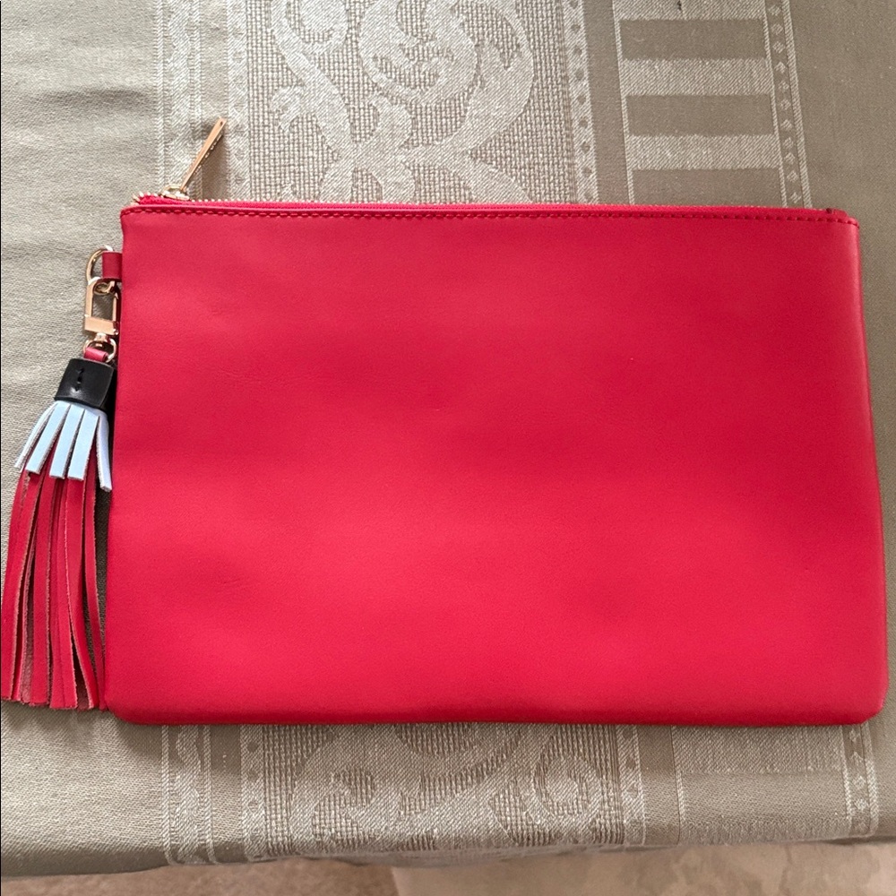 Red Leather Clutch with Tassel